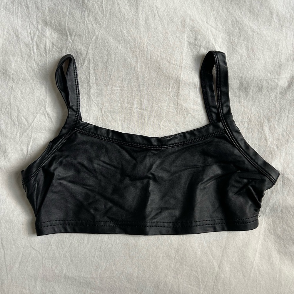 Faux leather top